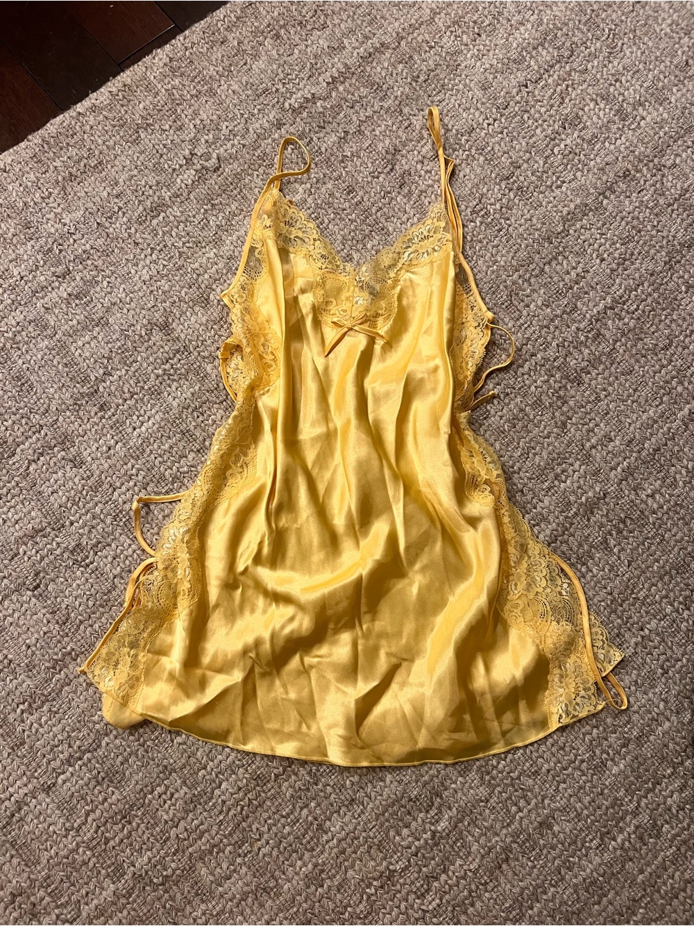 Shirley of Hollywood Yellow Satin Lace Chemise